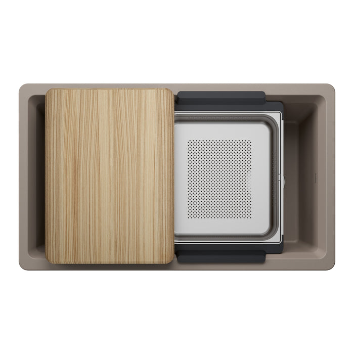 Blanco 443315 Inteos SILGRANIT 33" Single Bowl Undermount Workstation Kitchen Sink - Truffle