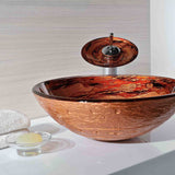 ANZZI LS-AZ061 Stanza Series Vessel Sink in Brown with Faucet in Lustrous Brown