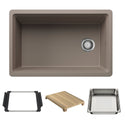 Blanco 443307 Inteos SILGRANIT 30" Single Bowl Reversible Undermount Workstation Kitchen Sink - Truffle