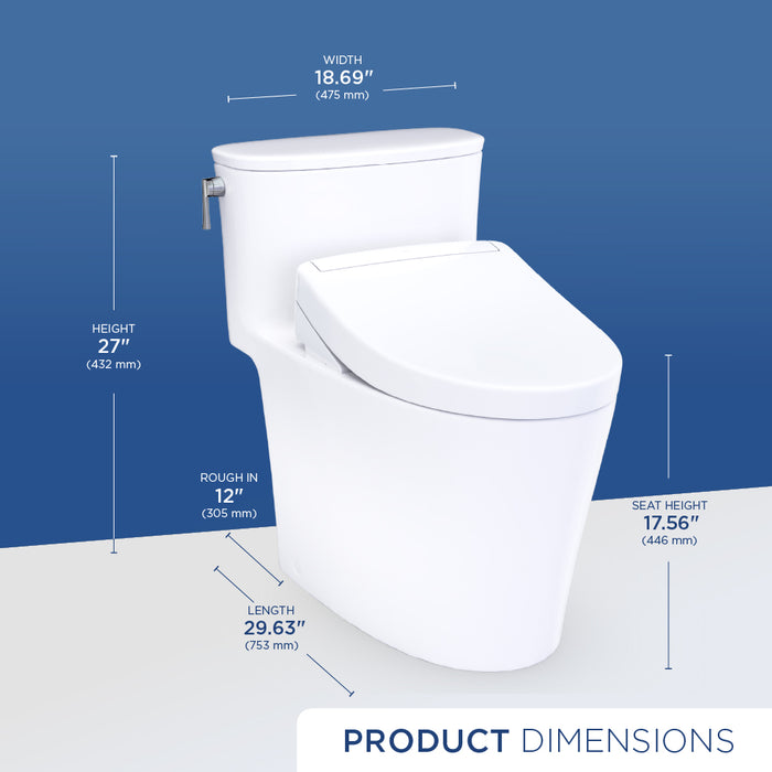 TOTO MW6863446CUFG#01 Aurora 1G WASHLET+ S5 One-Piece Elongated 1.0 GPF Universal Height Toilet