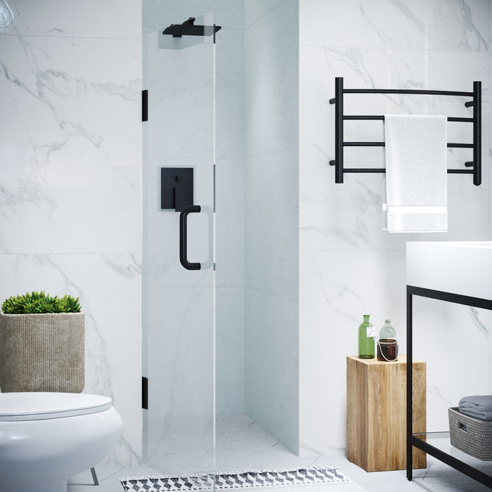 ANZZI SD-AZ09-02MB Fellow Series 30" x 72" Frameless Hinged Shower Door in Matte Black with Handle