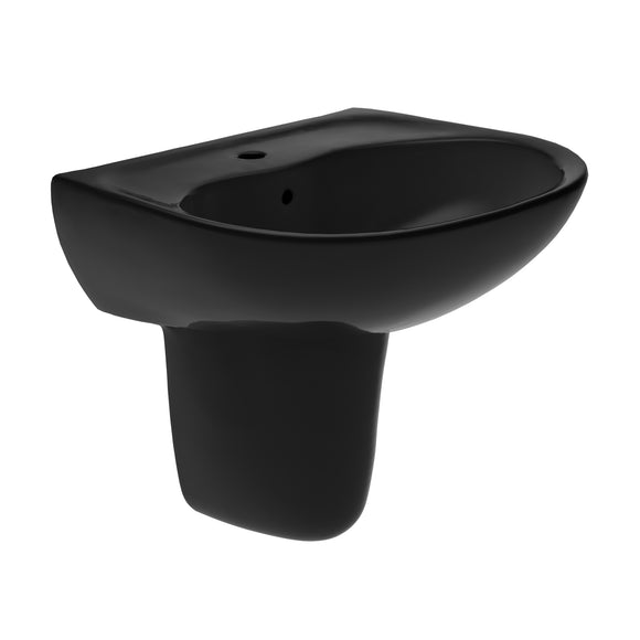 TOTO Supreme Oval Wall-Mount Bathroom Sink and Shroud for Single Hole Faucets, Ebony - LHT241#51