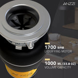 ANZZI GD-AZ212 MEDUSA 1/2 HP Continuous Feed Undersink Garbage Disposal