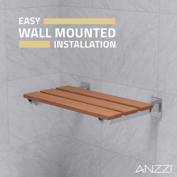 ANZZI AC-AZ202 Bohemian 18.7" Teak Wall Mounted Folding Shower Seat