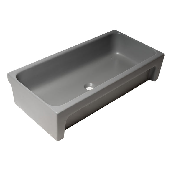 ALFI Brand AB36TRGM 36" Grey Matte Above Mount Fireclay Bathroom Trough Sink