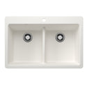 Blanco 443205 Liven SILGRANIT 33" 50/50 Double Bowl Dual Mount Kitchen Sink with Low Divide - White