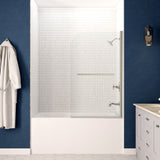 ANZZI SD05301BN-3260R 5 ft. Bathtub in White with 34" x 58" Frameless Tub Door in Brushed Nickel