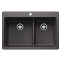 Blanco 443212 Liven SILGRANIT 33" 60/40 Double Bowl Dual Mount Kitchen Sink with Low Divide - Cinder