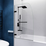 ANZZI SD-AZ8074-01MB Vensea Series 31.5" by 56" Frameless Hinged Tub Door in Matte Black