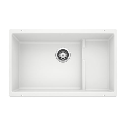 Blanco 519453 Precis Cascade SILGRANIT 29" Single Bowl Undermount Kitchen Sink with Colander - White