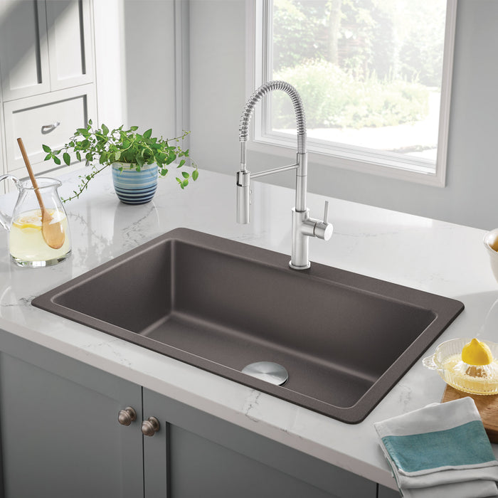 Blanco 443200 Liven SILGRANIT 33" Super Single Dual Mount Kitchen Sink - Volcano Gray