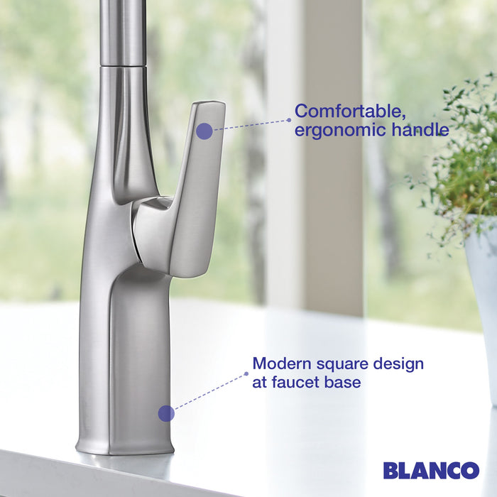 Blanco 443266 Rivana Semi-Pro Pull-Down Dual-Spray Kitchen Faucet - Satin Dark Steel