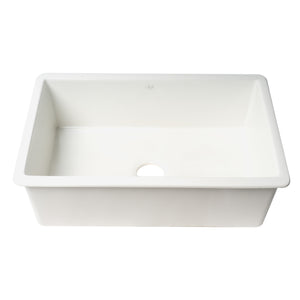 ALFI Brand ABF3018UD-W White 30" x 18" Fireclay Undermount/Drop-in Kitchen Sink with Grid