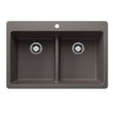 Blanco 443208 Liven SILGRANIT 33" 50/50 Double Bowl Dual Mount Kitchen Sink with Low Divide - Volcano Gray