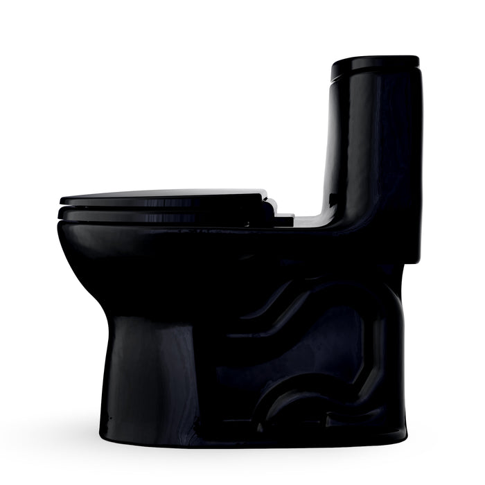 TOTO MS603113CEF#51 UltraMax One-Piece Round 1.28 GPF Universal Height Toilet with Seat, Ebony (Black)