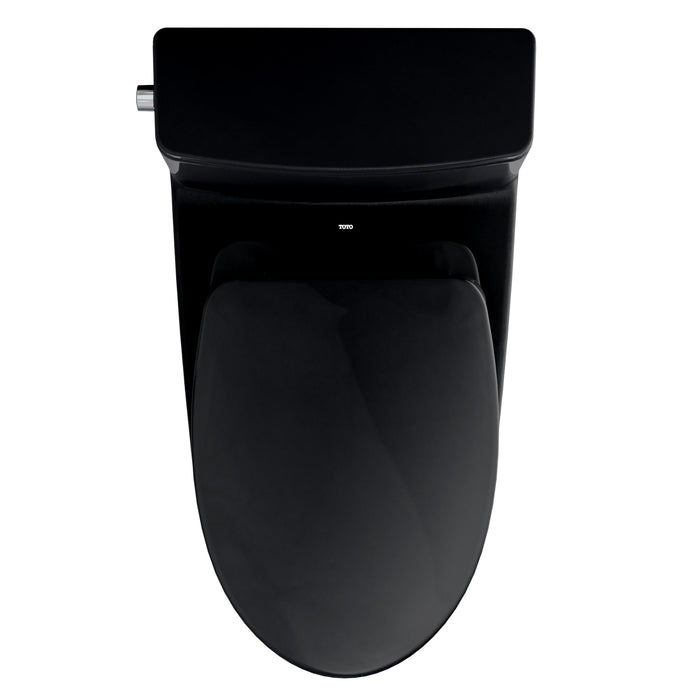 TOTO MS672124CEF#51 Redington One-Piece Elongated 1.28 GPF Universal Height Toilet with Seat, Ebony (Black)