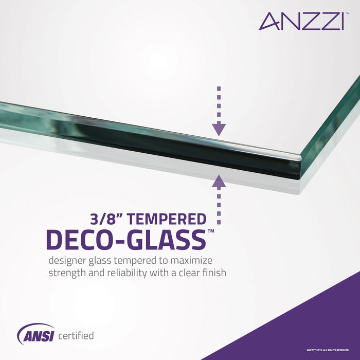 ANZZI SD-AZ13-01MB Madam Series 48" by 76" Frameless Sliding Shower Door in Matte Black with Handle