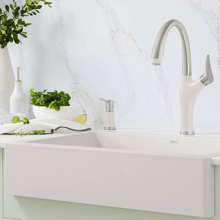 Blanco 443040 Artona Pull-Down Dual-Spray Kitchen Faucet - PVD Steel/Soft White