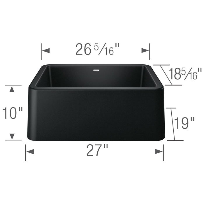 Blanco 402531 Ikon SILGRANIT 27" Single Bowl Apron-Front Farmhouse Sink - Coal Black