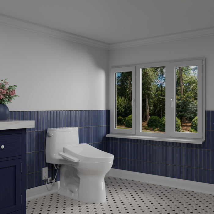 TOTO MW6083346CEFG#01 UltraMax WASHLET+ S2 One-Piece Elongated 1.28 GPF Universal Height Toilet in Cotton White