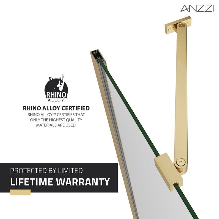 ANZZI SD-AZ14-01BG Romance 72" x 33.5" Frameless Swinging Shower Door in Brushed Gold