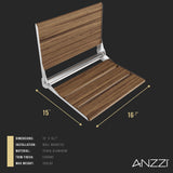 ANZZI AC-AZ203 Saxon 17" Teak Wall Mounted Folding Shower Seat