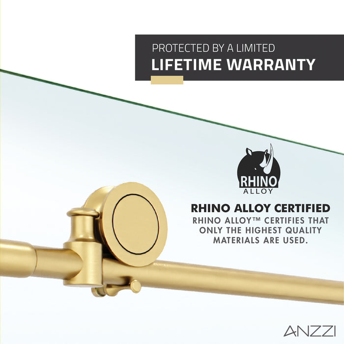 ANZZI SD-AZ8077-02BG Leon Series 60" by 76" Frameless Sliding Shower Door in Brushed Gold with Handle