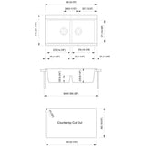 ALFI Brand AB3418DBDI-W White 33" Granite Composite Workstation Double Bowl Drop-in Sink