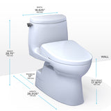 TOTO MW6144736CUFGA#01 WASHLET+ Carlyle II 1G One-Piece Toilet with Auto Flush WASHLET+ S7A Bidet Seat, Cotton White