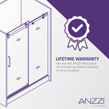 ANZZI SD-AZ13-01MB Madam Series 48" by 76" Frameless Sliding Shower Door in Matte Black with Handle