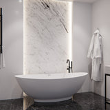 ANZZI FT-AZ8420 Masoko 6.2 ft. Solid Surface Center Drain Freestanding Bathtub in Matte White