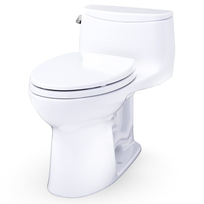 TOTO MS618114CEFG#01 UltraMax Low Profile One-Piece Elongated 1.28 GPF Universal Height Toilet with Seat, Cotton White