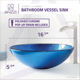 ANZZI LS-AZ8087 Crow Series Vessel Sink in Lustrous Blue