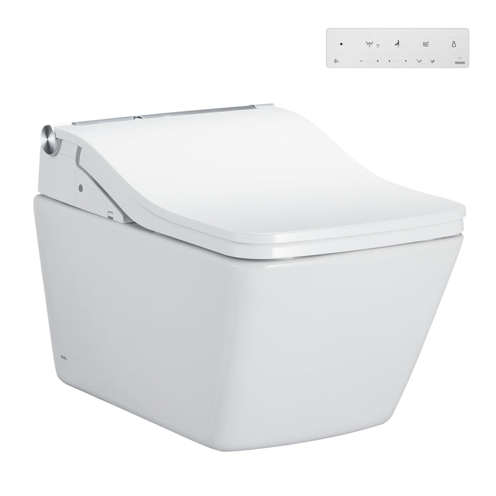 TOTO WASHLET+ SP Wall-Hung Square-Shape Toilet with SW Bidet Seat and DuoFit In-Wall 1.28 and 0.9 GPF Dual-Flush Tank System, Matte Silver - CWT4494549CMFGA#MS