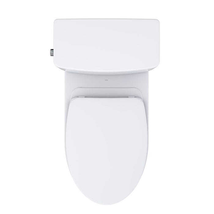 TOTO MS472124CEFG#01 Glaston Two-Piece Elongated 1.28 GPF Universal Height Toilet with Seat, Cotton White