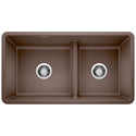 Blanco 442528 Precis SILGRANIT 33" 60/40 Reversible Double Bowl Undermount Kitchen Sink with Low Divide - Cafe