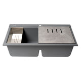 ALFI Brand AB3418DBDI-T Titanium 33" Granite Composite Workstation Double Bowl Drop-in Sink