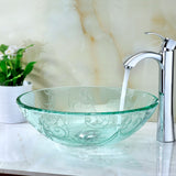 ANZZI LS-AZ065 Vieno Series Vessel Sink with Pop-Up Drain in Crystal Clear Floral