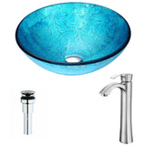 Accent Series Deco-Glass Vessel Sink in Blue Ice with Harmony Faucet in Brushed Nickel