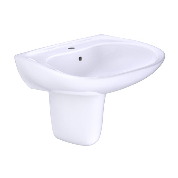 TOTO Prominence Oval Wall-Mount Bathroom Sink with CeFiONtect and Shroud for Single Hole Faucets, Cotton White - LHT242G#01
