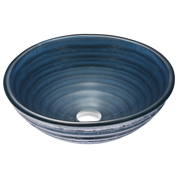 Tempo Series Deco-Glass Vessel Sink in Coiled Blue