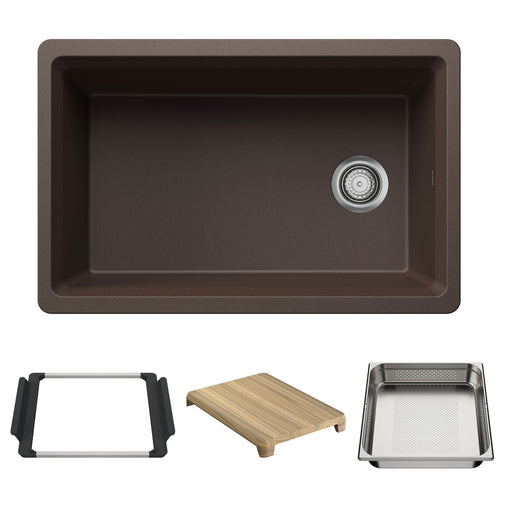 Blanco 443308 Inteos SILGRANIT 30" Single Bowl Reversible Undermount Workstation Kitchen Sink - Cafe
