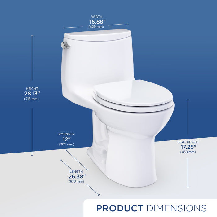 TOTO MS603113CEFRG#01 UltraMax One-Piece Round 1.28 GPF Universal Height Toilet with Right-Hand Trip Lever and Seat