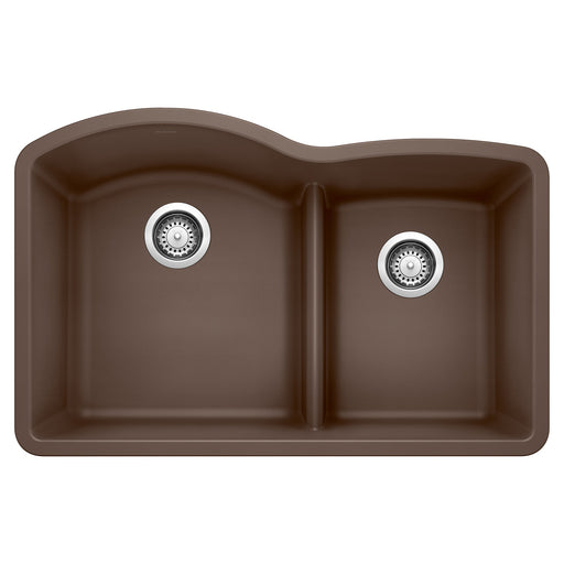 Blanco 441597 Diamond SILGRANIT 32" 60/40 Double Bowl Undermount Kitchen Sink with Low Divide - Cafe