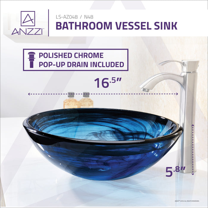 ANZZI LS-AZ048 Soave Series Deco-Glass Vessel Sink in Sapphire Wisp
