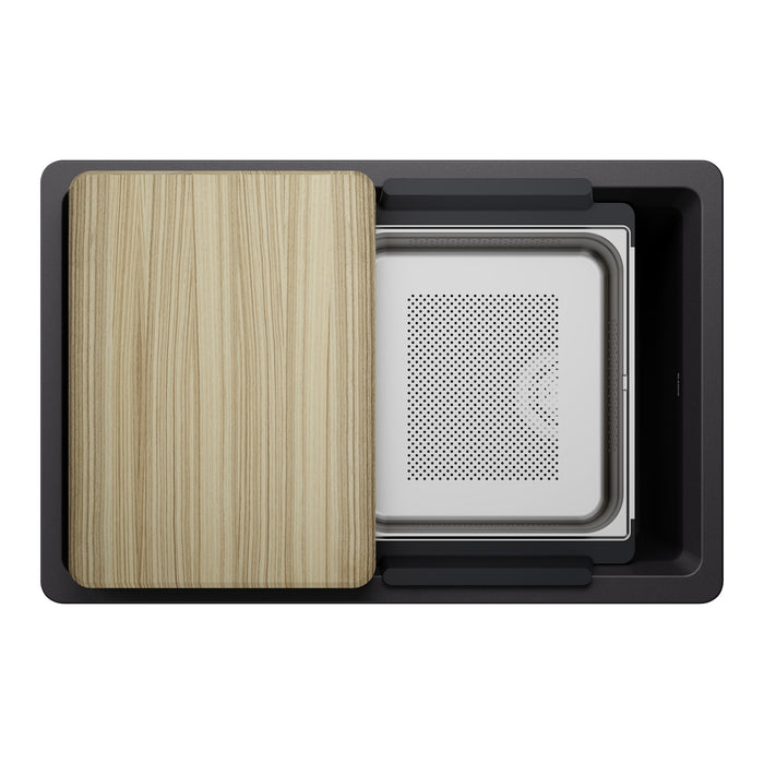 Blanco 443303 Inteos SILGRANIT 30" Single Bowl Undermount Workstation Kitchen Sink - Coal Black
