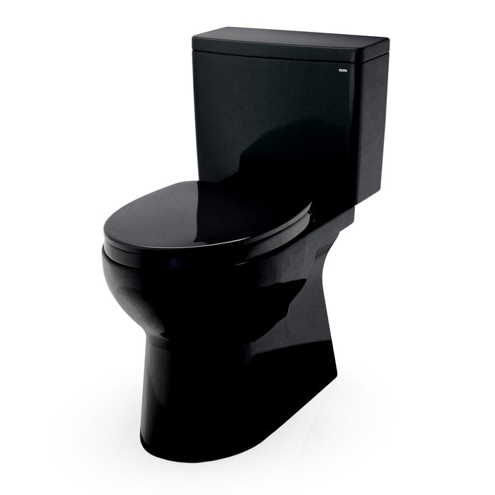 TOTO MS472124CEF#51 Glaston Two-Piece Elongated 1.28 GPF Universal Height Toilet with Seat, Ebony (Black)