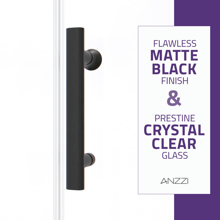 ANZZI SD-AZ052-02MB Halberd 60" x 72" Framed Shower Door in Matte Black