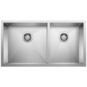 Blanco 443054 Quatrus R0 33" 60/40 Double Bowl Undermount Stainless Kitchen Sink