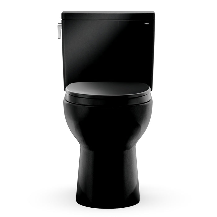 TOTO MS472124CEF#51 Glaston Two-Piece Elongated 1.28 GPF Universal Height Toilet with Seat, Ebony (Black)